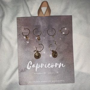 NWT Urban Outfitters Zodiac Capricorn Charm Hoop Set of 3 Earrings Astrology